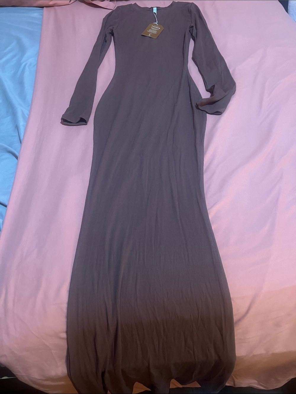 ReoRia Long Sleeve Taupe Maxi Dress